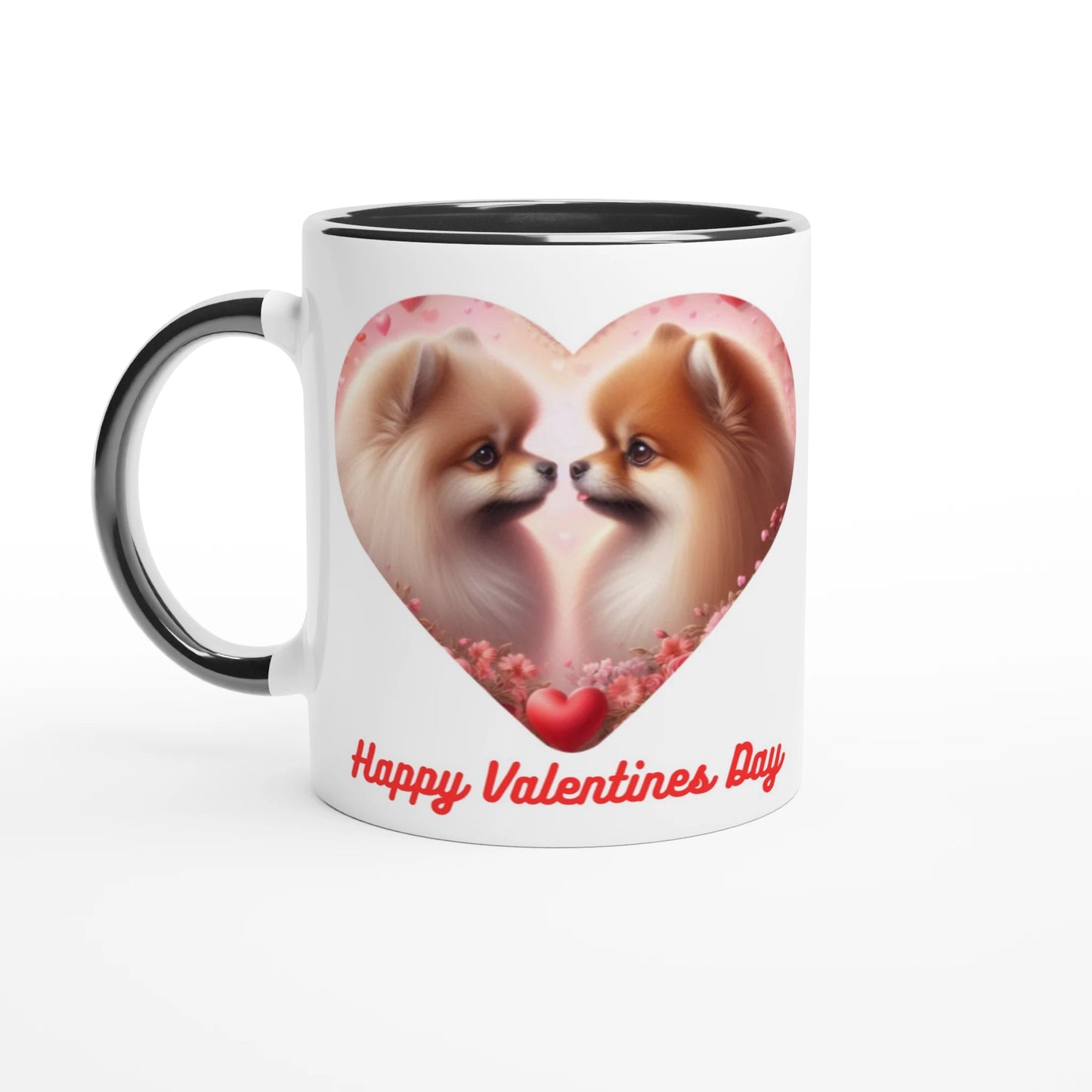 Pomeranian Kissing Valentine Mug with Colour Inside - Petselfie