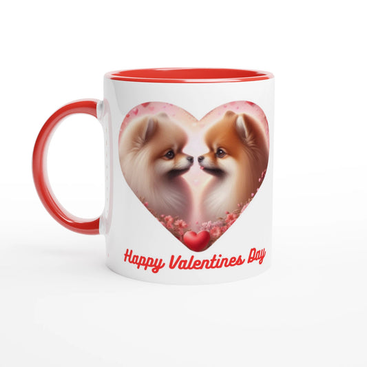 Pomeranian Kissing Valentine Mug with Colour Inside - Petselfie
