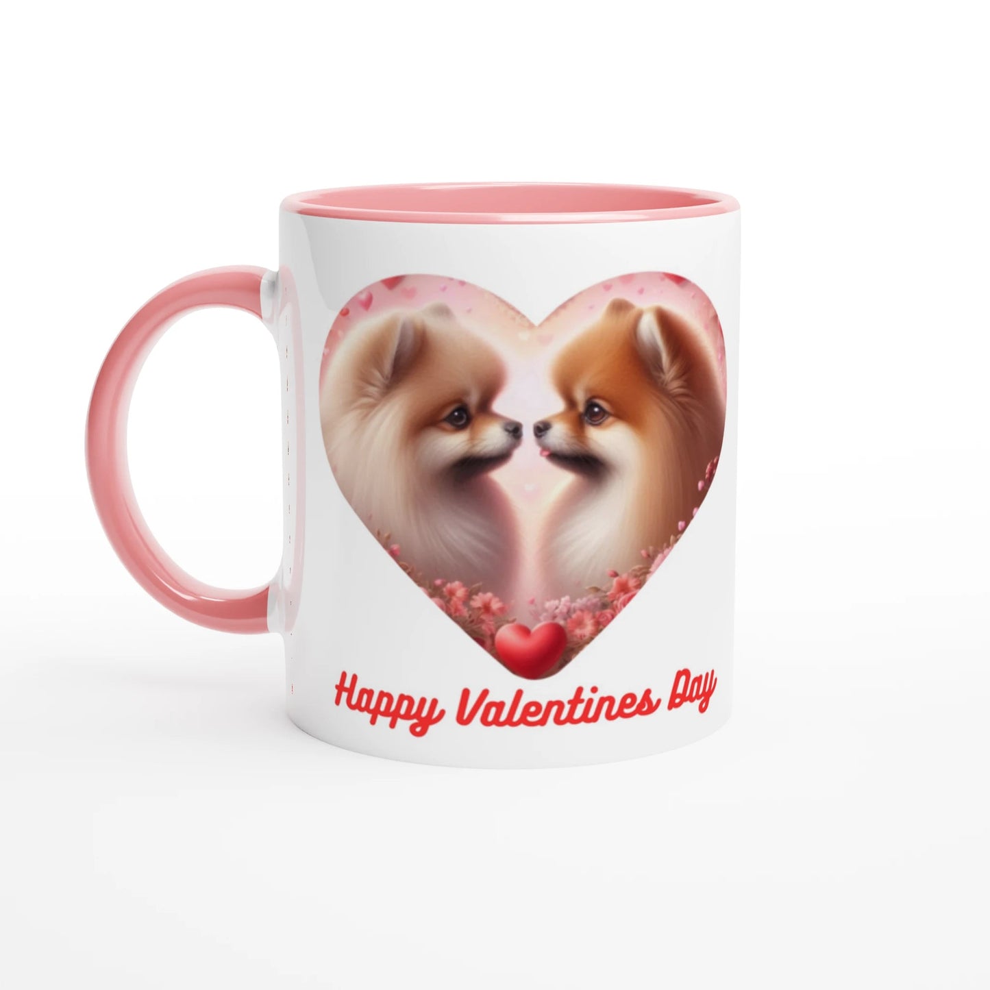 Pomeranian Kissing Valentine Mug with Colour Inside - Petselfie