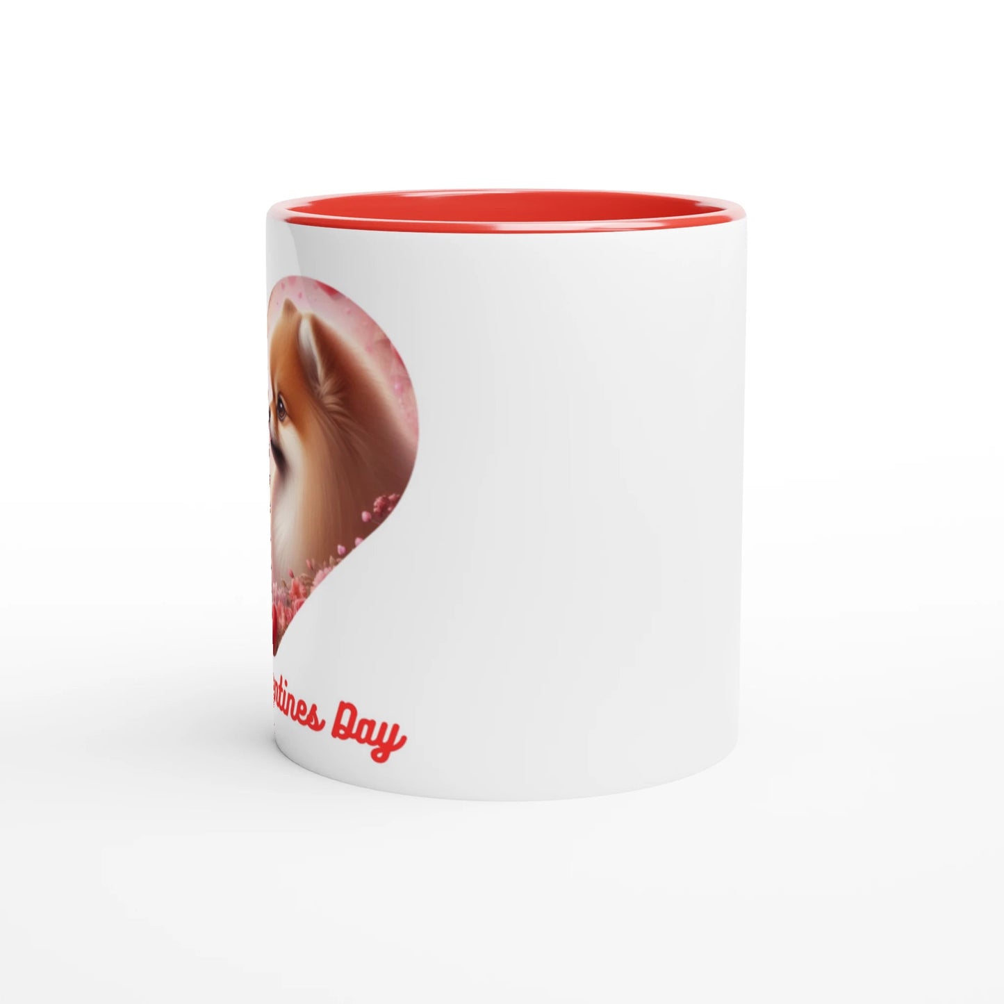 Pomeranian Kissing Valentine Mug with Colour Inside - Petselfie