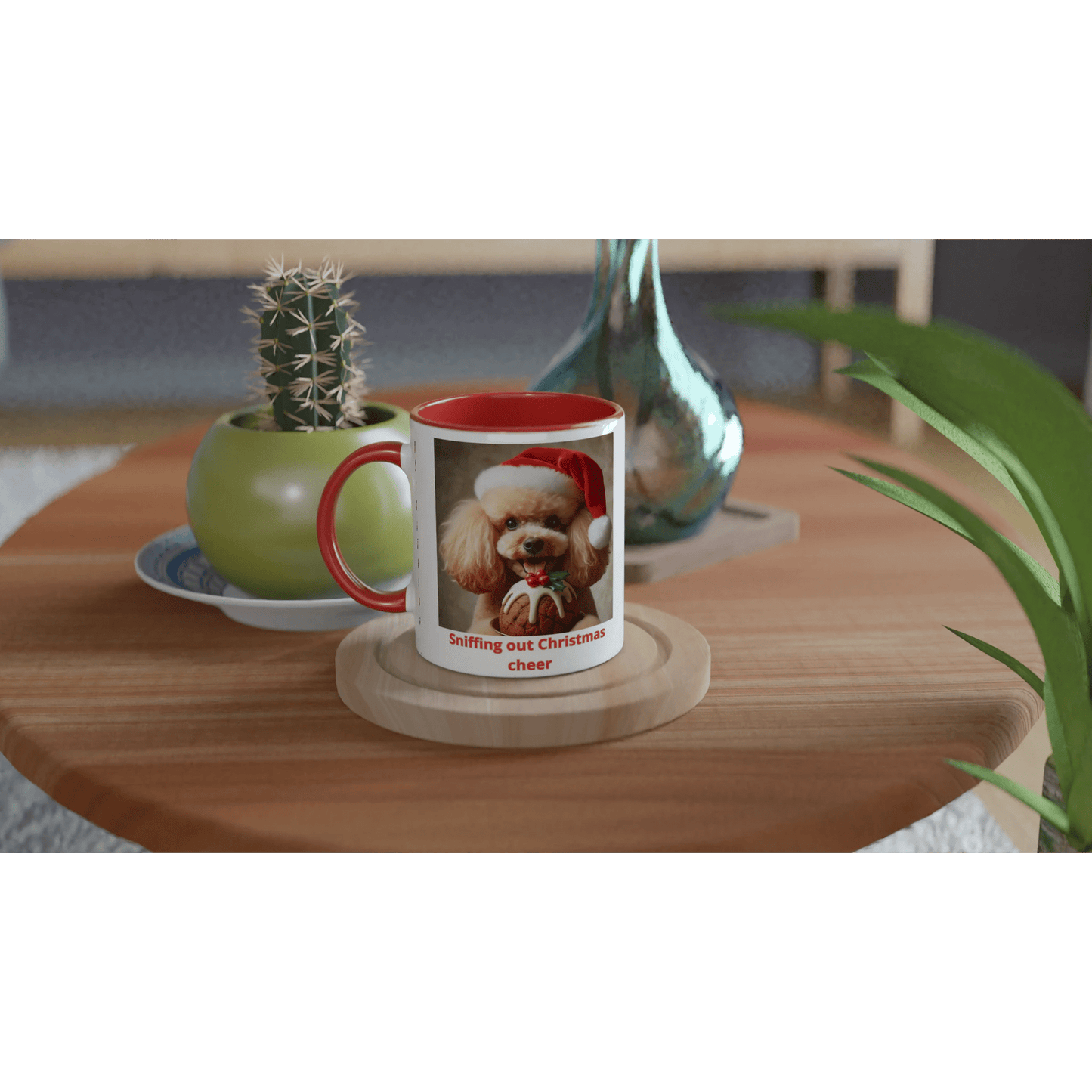 Poodle Christmas Mug with Colour Inside - Petselfie