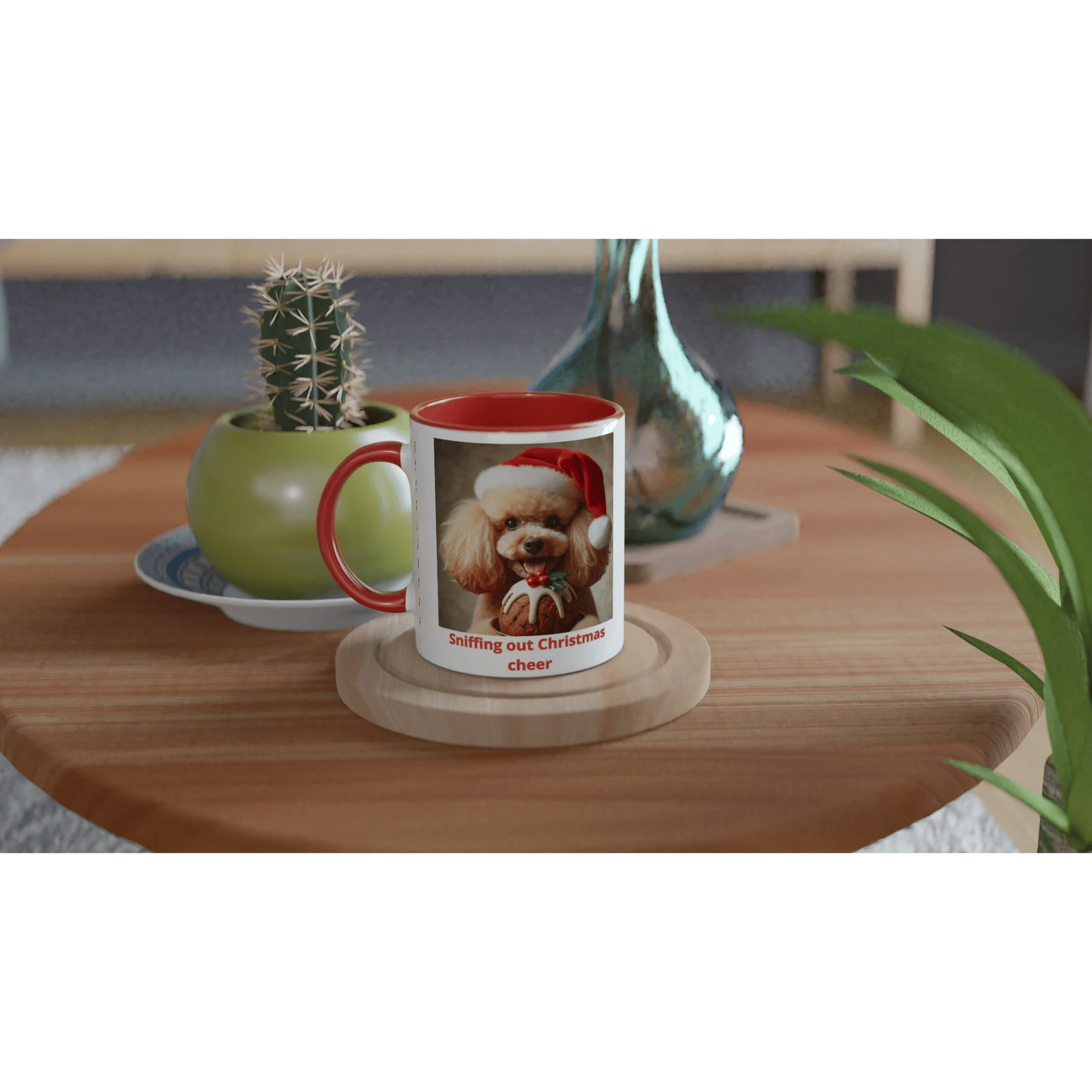 Poodle Christmas Mug with Colour Inside - Petselfie
