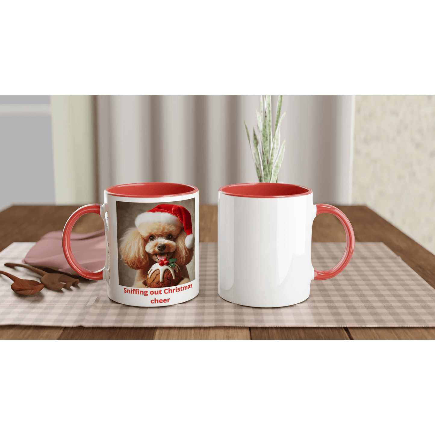 Poodle Christmas Mug with Colour Inside - Petselfie
