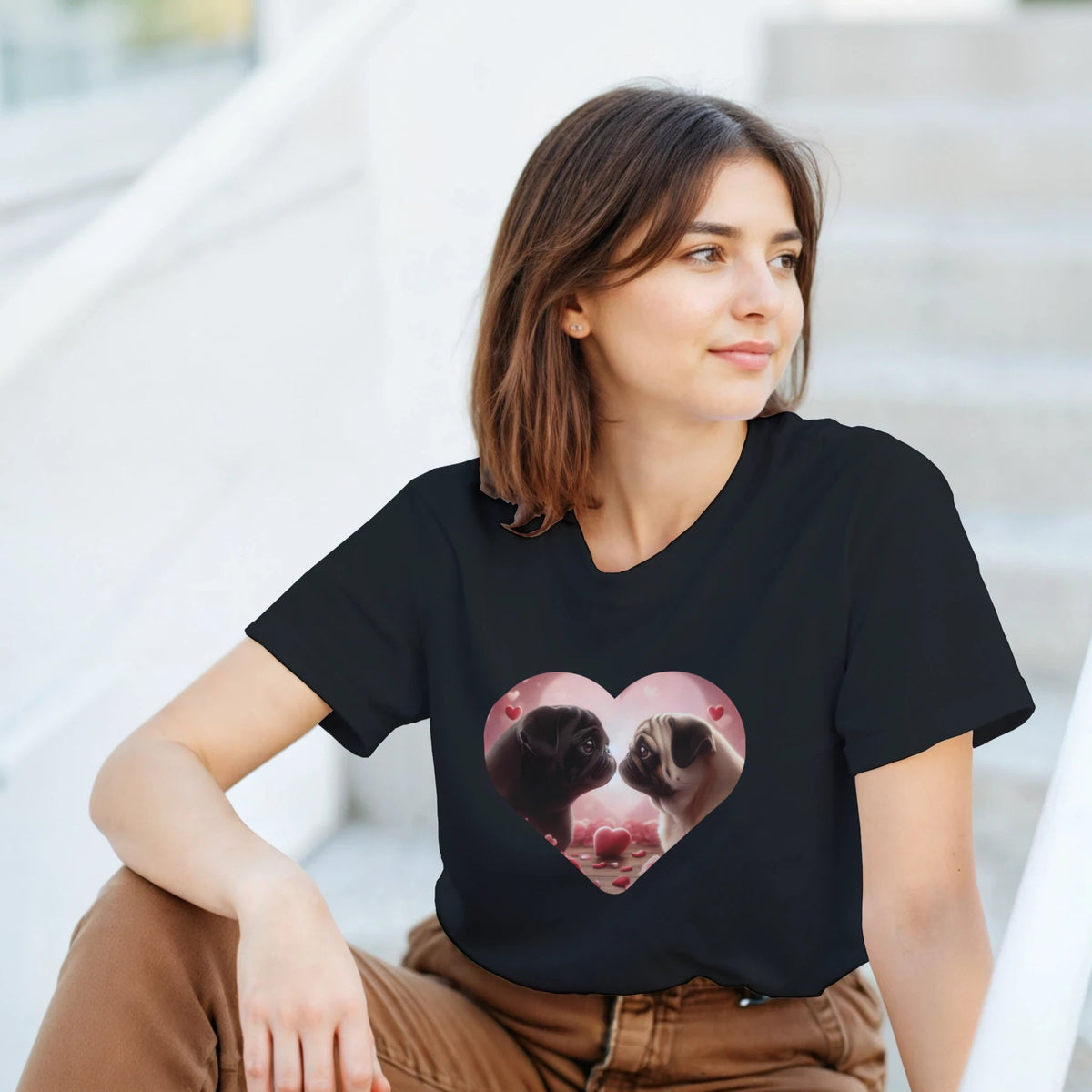 Pug Kissing Valentine T-shirt - Petselfie