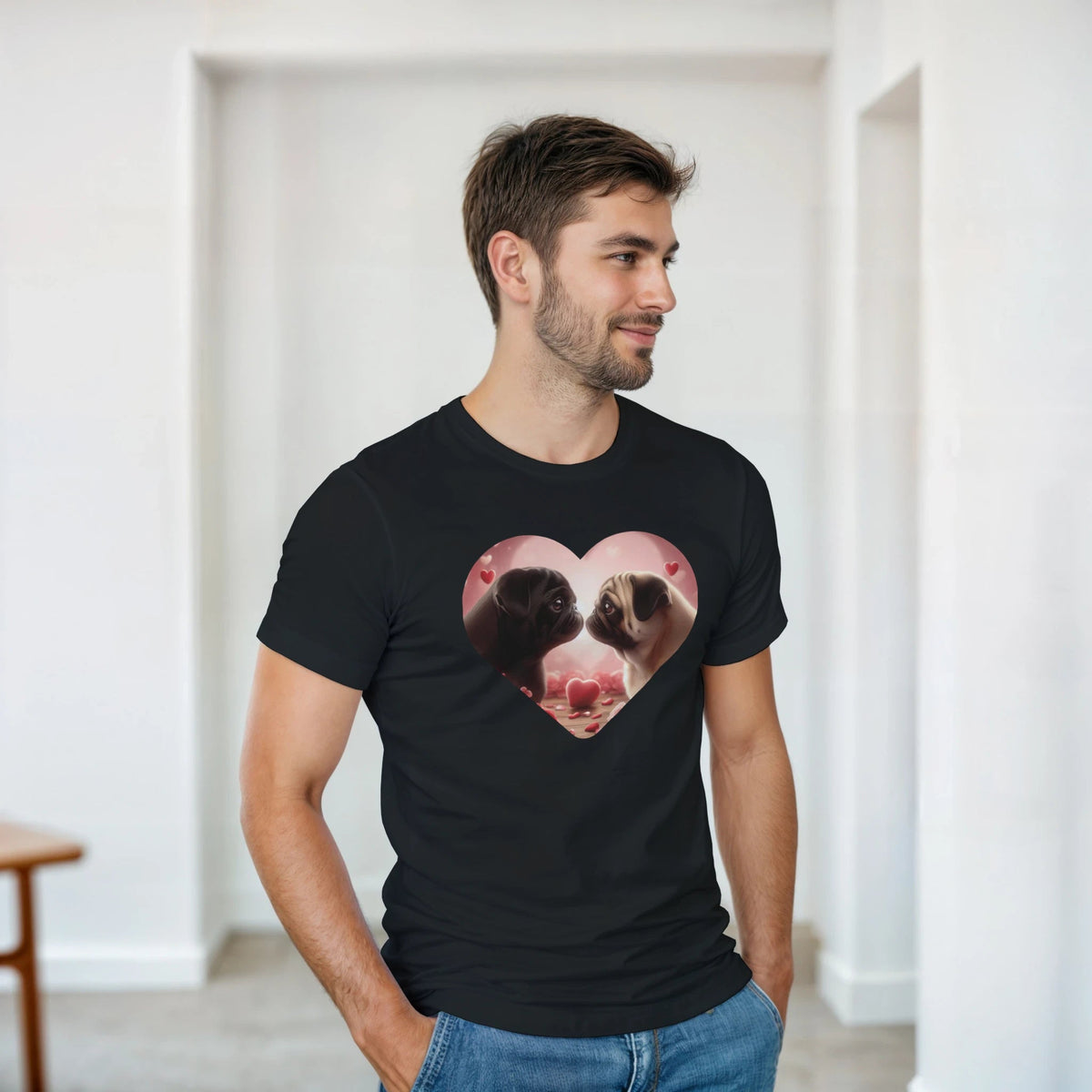 Pug Kissing Valentine T-shirt - Petselfie