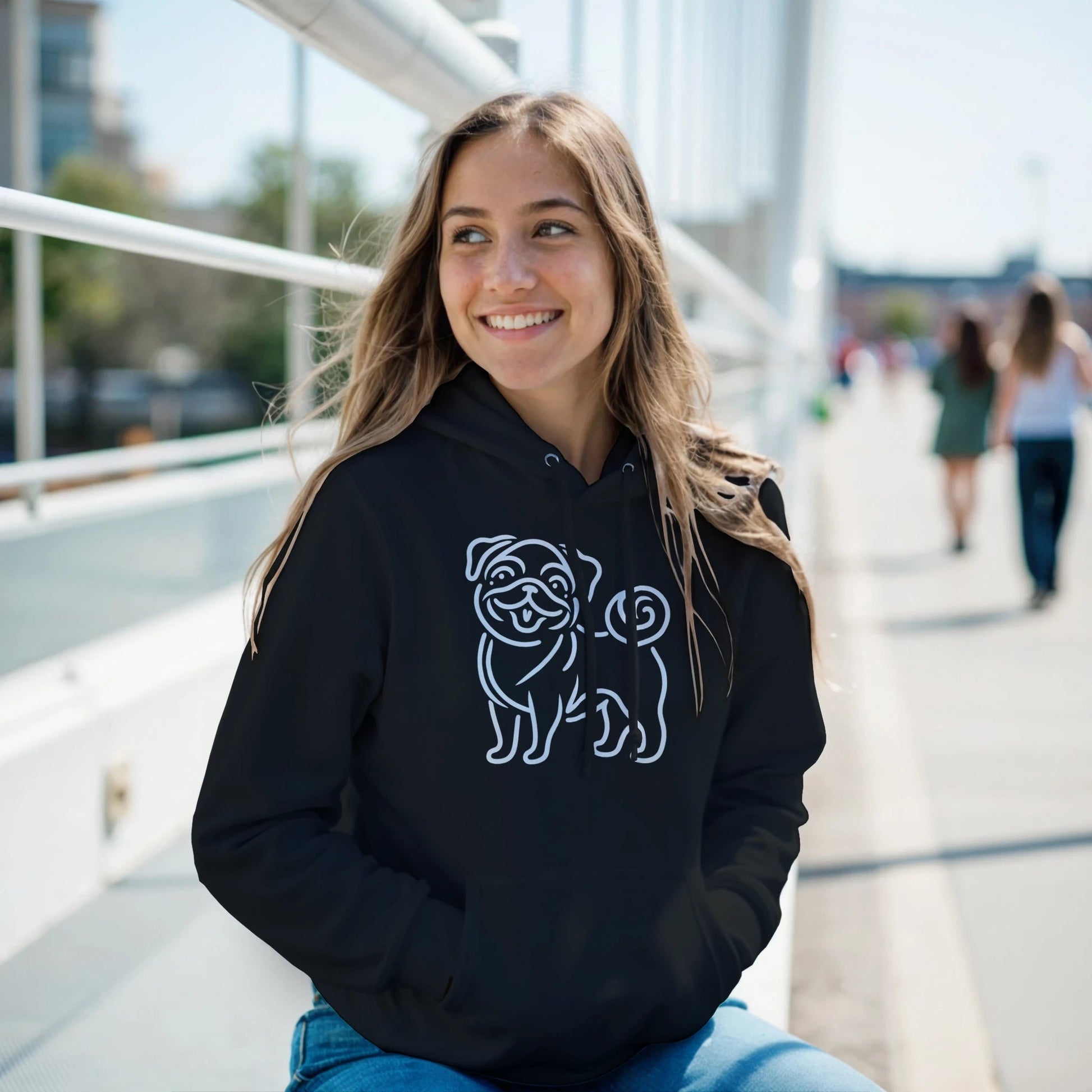 Pug Silhouette Pullover Hoodie - Petselfie