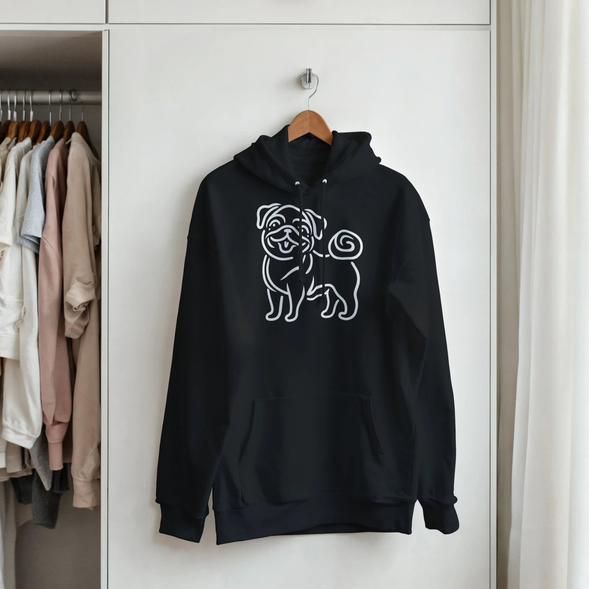 Pug Silhouette Pullover Hoodie - Petselfie