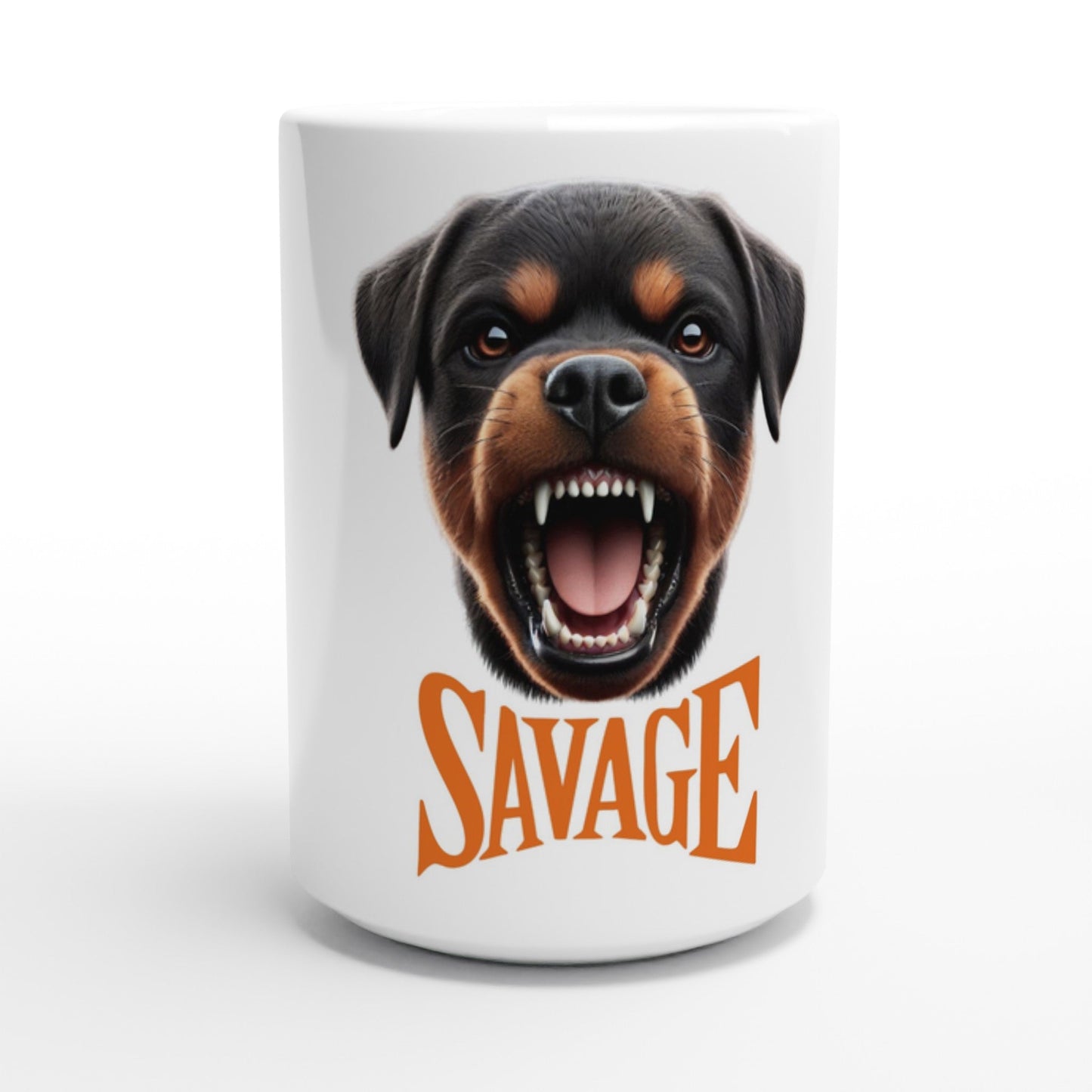 Rottweiler Puppy SAVAGE - White 15oz Ceramic Mug - Petselfie
