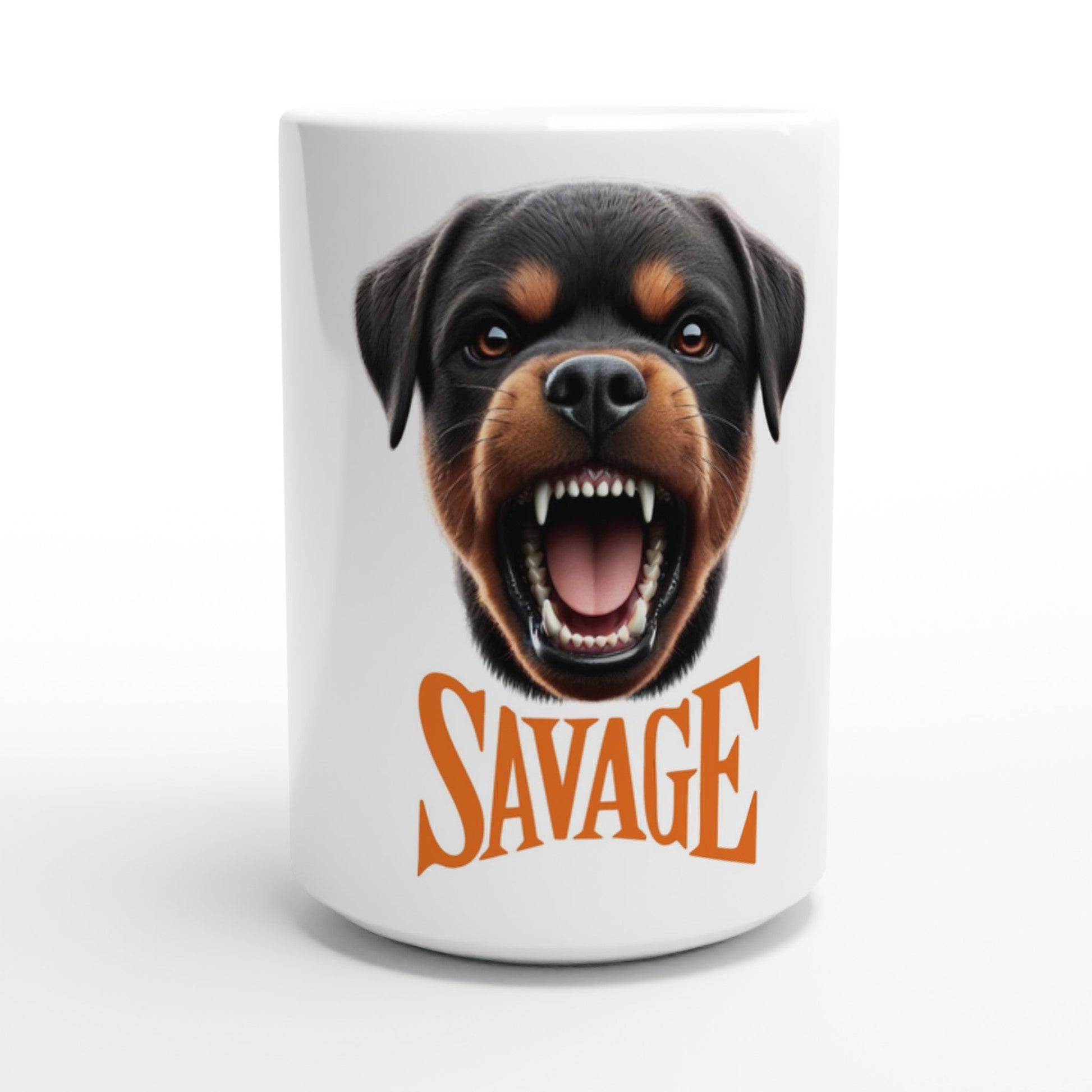 Rottweiler Puppy SAVAGE - White 15oz Ceramic Mug - Petselfie